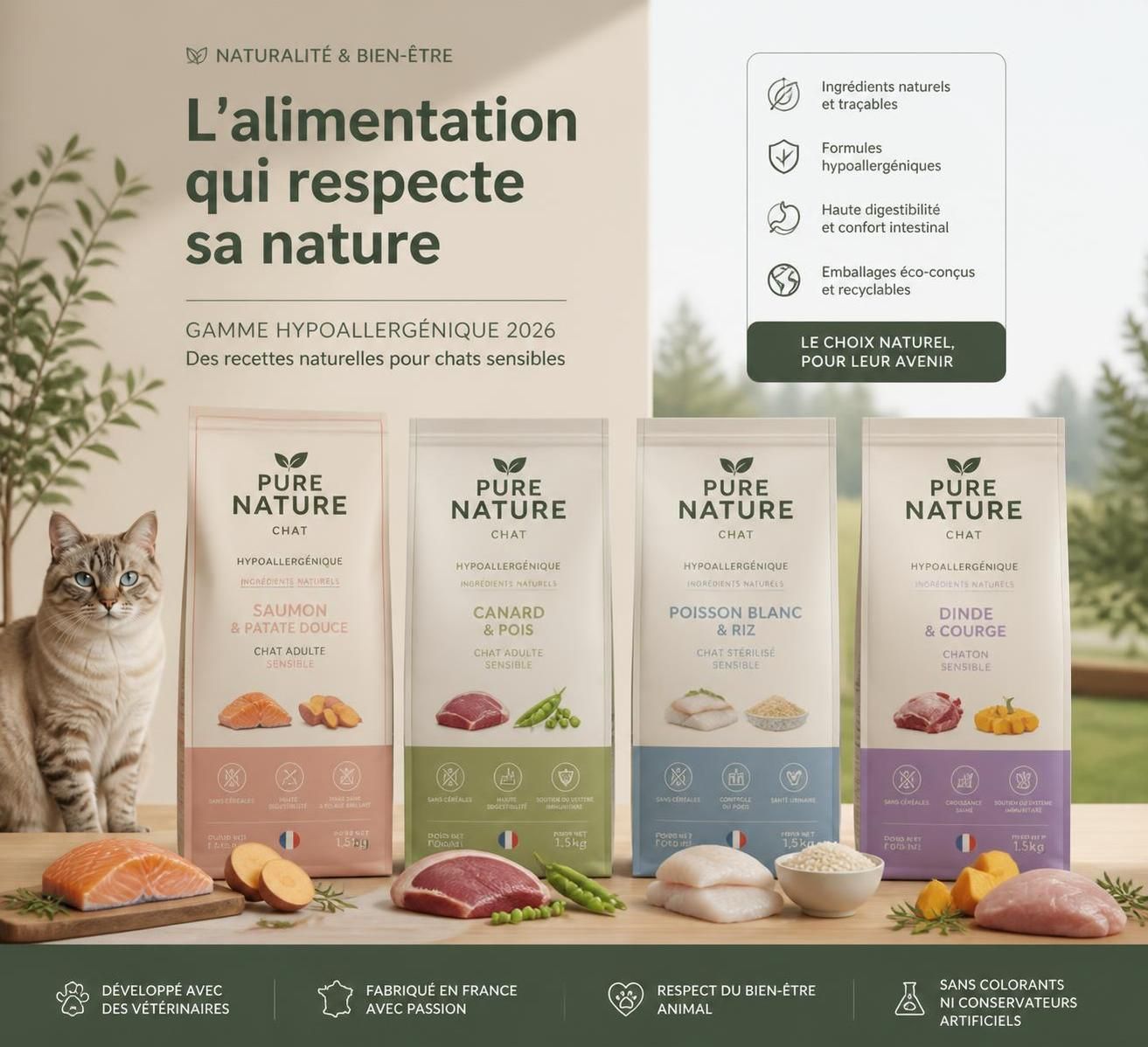 découvrez nos croquettes hypoallergéniques pour chat, spécialement formulées pour offrir confort et bien-être à votre compagnon tout en prévenant les allergies alimentaires.
