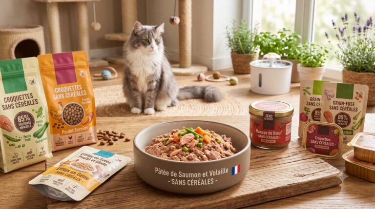 Alimentation sans céréales pour chat : guide complet 2026 (avis vétérinaire)